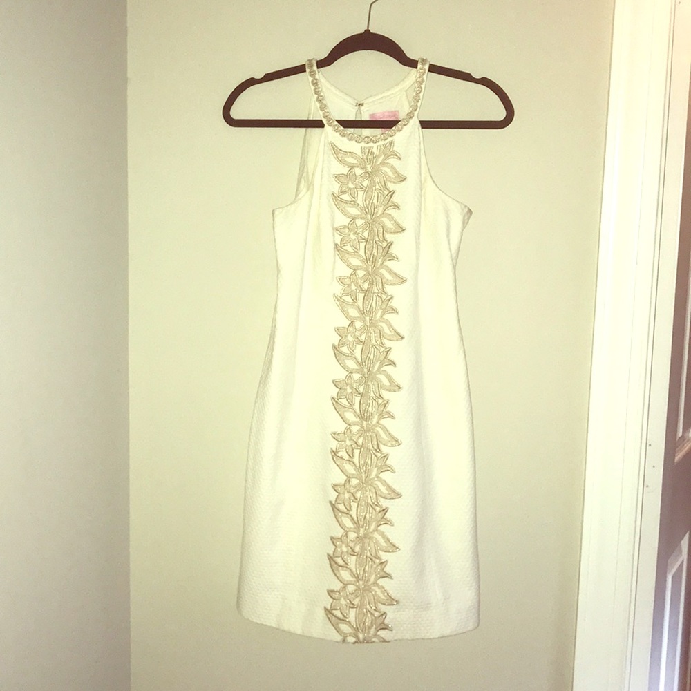 White and gold Lilly dress